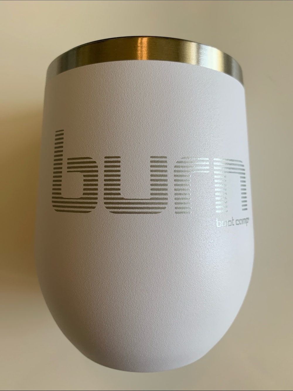Burn Boot Camp Insulated White Stainless Steel Tumbler